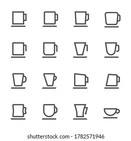 Plain Coffee Cup icon Set Minimal Shape