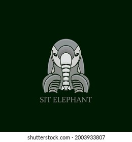 logo de elefantes de color liso como un robot