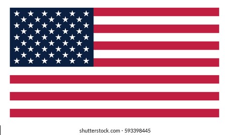 Plain correct size proportions view of United states of America usa us national state sign flag natural colors flat exterior detail background view patriotic theme scene vector illustration