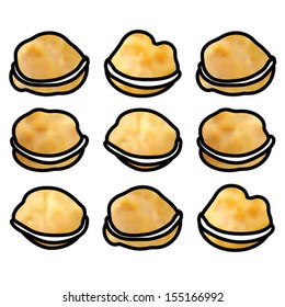 Plain cream-filled profiteroles.