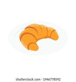 Plain croissant isolated on white background. Isometric view. Vector