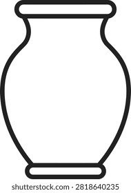 Plain decorative amphora, elegant vessel outline, Grecian urn shape, minimalist design, isolated on grid.