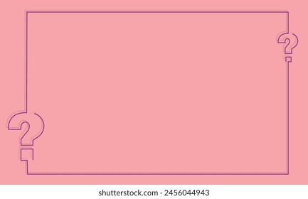 Plain deep pink color with bordered one line Question Mark icon on both corners. Template for background, banner, card, poster, t-shirt with custom text inscription, ppts. Page template. EPS 10.