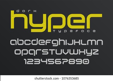 Plain display font art design, alphabet, letters and numbers.Vector illustration