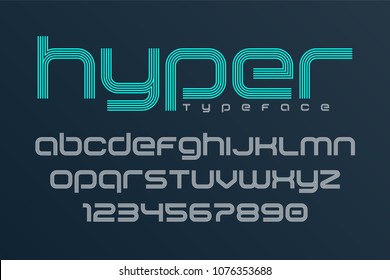 Plain display font art design, alphabet, letters and numbers.Vector illustration