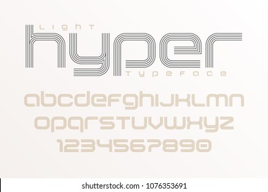 Plain display font art design, alphabet, letters and numbers.Vector illustration