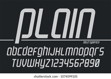 Plain Display Font Popart Design, Alphabet, Letters And Numbers. Vector Illustration