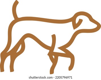 plain dog sketch like art in golden boundaries flat theme