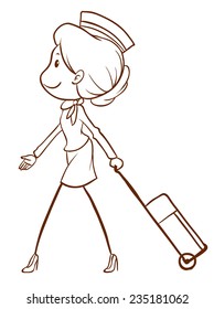 A plain drawing of an air hostess on a white background 
