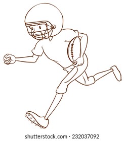 A plain drawing of an American football athlete on a white background 