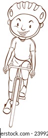 Un plano de un ciclista sobre un fondo blanco