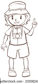 A plain drawing of a photographer on a white background 