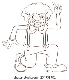 A plain drawing of a playful clown on a white background
