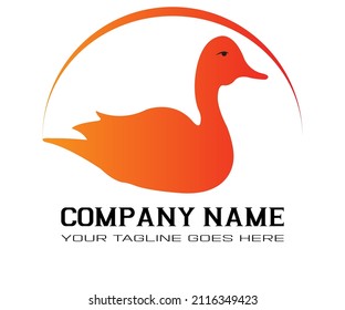 Plain duck logo design with orange color is suitable for business logos