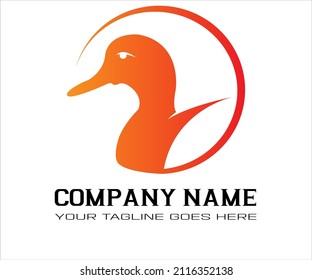 El diseño del logotipo de pato liso con color naranja es adecuado para logotipos de empresas