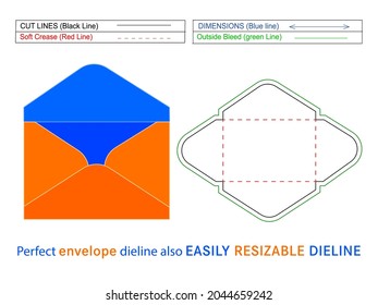 Plain envelope dieline template and 3D box design editable easily resizable
