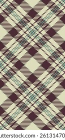 Plain fabric plaid textile, oriental background texture tartan. Stripped seamless vector pattern check in light and dark colors palette.