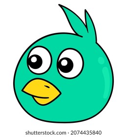 Plain faced baby bird head, vector illustration carton emoticon. doodle icon drawing
