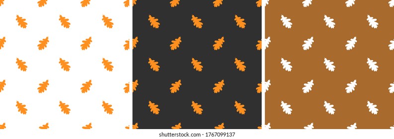 Plain fall pattern. Seamless. Falling oak leaves. Endless natural texture. Simple leaf backdrop. Use for wallpaper, pattern fills, web page background.
