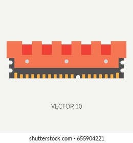 Plain flat color vector computer part icon data storage. Cartoon. Digital gaming and business office pc desktop device. Innovation gadget. Ddr. Internet. Illustration and element for design, wallpaper