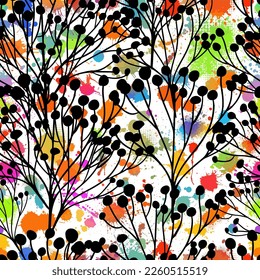 Plain floral drawing. Graphic floral seamless pattern. vector illustration