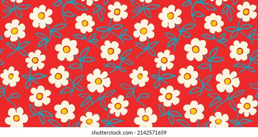 Plain floral drawing. Silhouettes of blooming lilac flowers in vintage style. Elegant seamless botanical pattern made of spring flowers. Nature ornament for textile, fabric, ukrainian pattern.