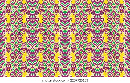 Plain floral drawing. Silhouettes of blooming lilac flowers in vintage style. Elegant seamless botanical pattern made of spring flowers. Nature ornament for textile, fabric, ukrainian pattern.