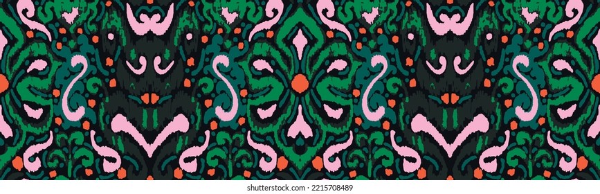 Plain floral drawing. Silhouettes of blooming lilac flowers in vintage style. Elegant seamless botanical pattern made of spring flowers. Nature ornament for textile, fabric, ukrainian pattern.