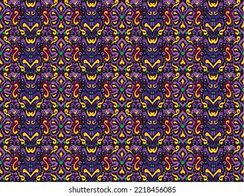 Plain floral drawing. Silhouettes of blooming lilac flowers in vintage style. Elegant seamless botanical pattern made of spring flowers. Nature ornament for textile, fabric, ukrainian pattern.