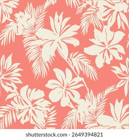 Plain floral drawing. Silhouettes of blooming lilac flowers in vintage style. Elegant seamless botanical pattern made of spring flowers. Nature ornament for textile, fabric, wallpaper, surface design.