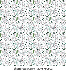 Plain floral flowers in vintage style. Elegant seamless botanical pattern made of spring flowers. Nature ornament for textile, fabric, wallpaper, surface design.