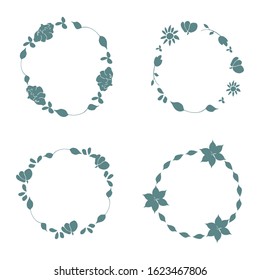 Plain floral frames on a white background for weddings, celebrations, cards, typography, vector illustration.