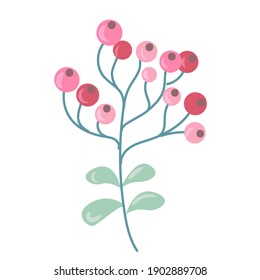 Flor o planta lisa. La decoración es de tonos pastel. ilustración vectorial dibujada en estilo de caricatura aislada en fondo blanco