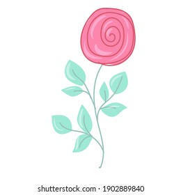 Plain flower or Plant. Decor element in pastel colors. vector illustration drawn in cartoon style isolated on white background