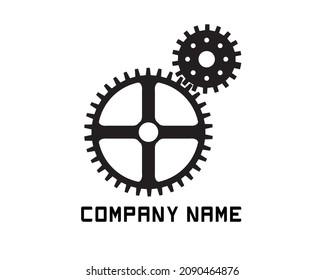 Plain gear logo design with black and white background