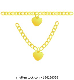 plain gold chain with a heart pendent 