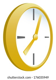 A plain gold clock with gold arms.