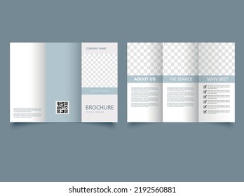 Plain gray folded brochure. Trifold brochure for your business.