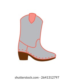 Plain gray western boot flat design