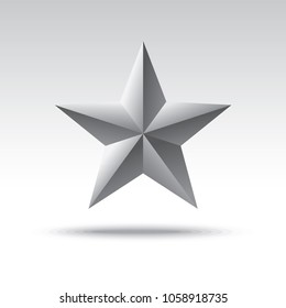 Plain Grey Vector Base Shape Isolated Star, Geometric Object Illustration