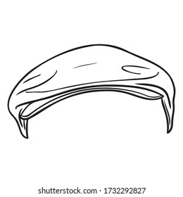 Plain hand-drawn beret to place from the front. comic, isolated.