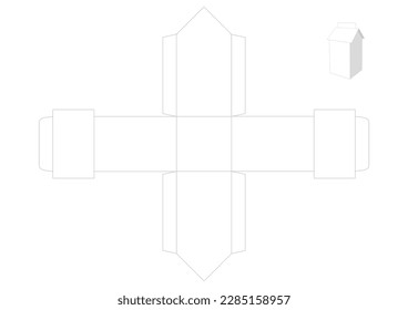 Plain house box printable die cut template. Simple style, fast and easy to fold. Vector illustration 