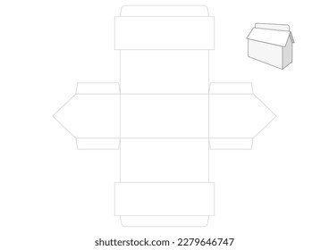 Plain house printable die cut template. Simple style, fast and easy to fold. Vector illustration 