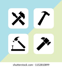 plain icon. 4 plain set with hammer vector icons for web and mobile app