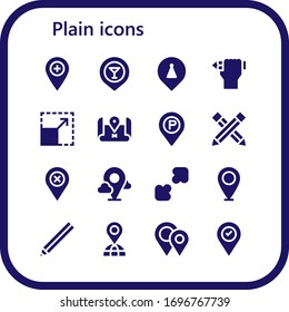 conjunto de iconos sin formato. 16 iconos llenos.  Iconos modernos sencillos, como: Marcador de posición, Lápiz, Cambiar tamaño, Marcadores de posición
