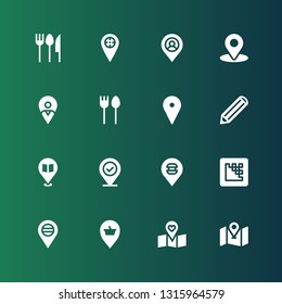 plain icon set. Collection of 16 filled plain icons included Placeholder, Media encoder, Pencil, Cutlery