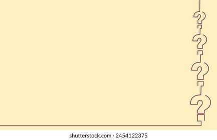 Plain light brown color with colored one line side bar Question Mark concept. Template for background, banner, card, poster, t-shirt with custom text inscription, ppts. Page template. Editable. EPS 10