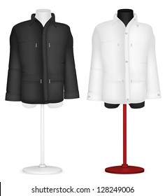 Plain long sleeve jacket on mannequin torso template.