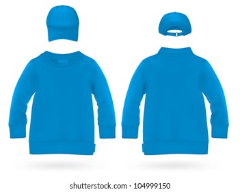 Plain long sleeve shirt with baseball hats for kids.