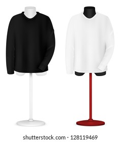 Plain long sleeve shirt on mannequin torso template